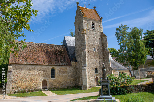 Sceaux-sur-Huisne, France - Typical french village near Le Mans - The church