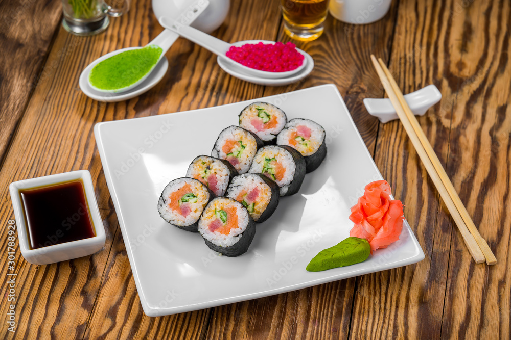 Japanese cuisine with fresh seafood Japanese cuisine with fresh seafood