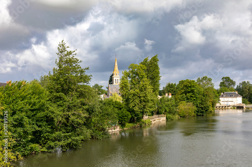 The Loir river at Nogent-sur-Loir, Sarthe, France photo