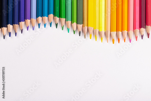 School supplies background with copyspace for back to school theme.