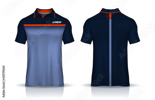 t-shirt polo templates design. uniform front and back view.