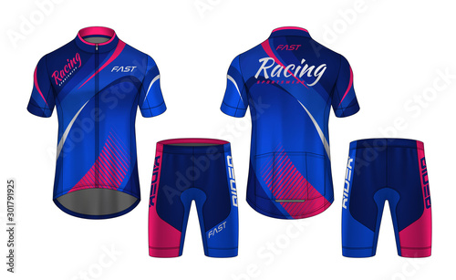 Cycling Jerseys mockup,t-shirt sport design template,uniform for bicycle apparel.