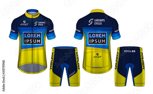 Cycling Jerseys mockup,t-shirt sport design template,uniform for bicycle apparel.
