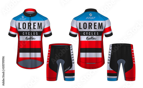 Cycling Jerseys mockup,t-shirt sport design template,uniform for bicycle apparel.