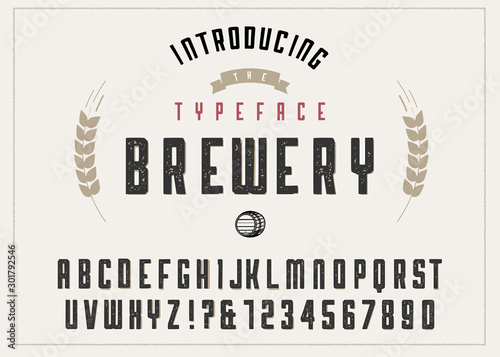 Brewery vintage alphabet font. Custom handwritten alphabet.