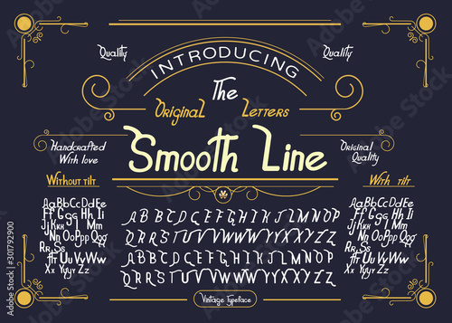 Vintage decorative font with rounded corners Vector abc.