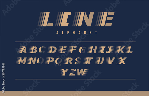 complete alphabet with lines and blue brown letter logo icon for company and business design