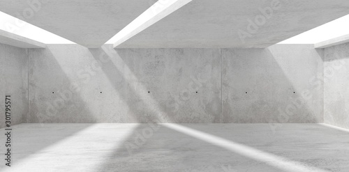 Fotografie, Obraz Abstract empty, modern concrete room with skylight from ceiling wall - industria