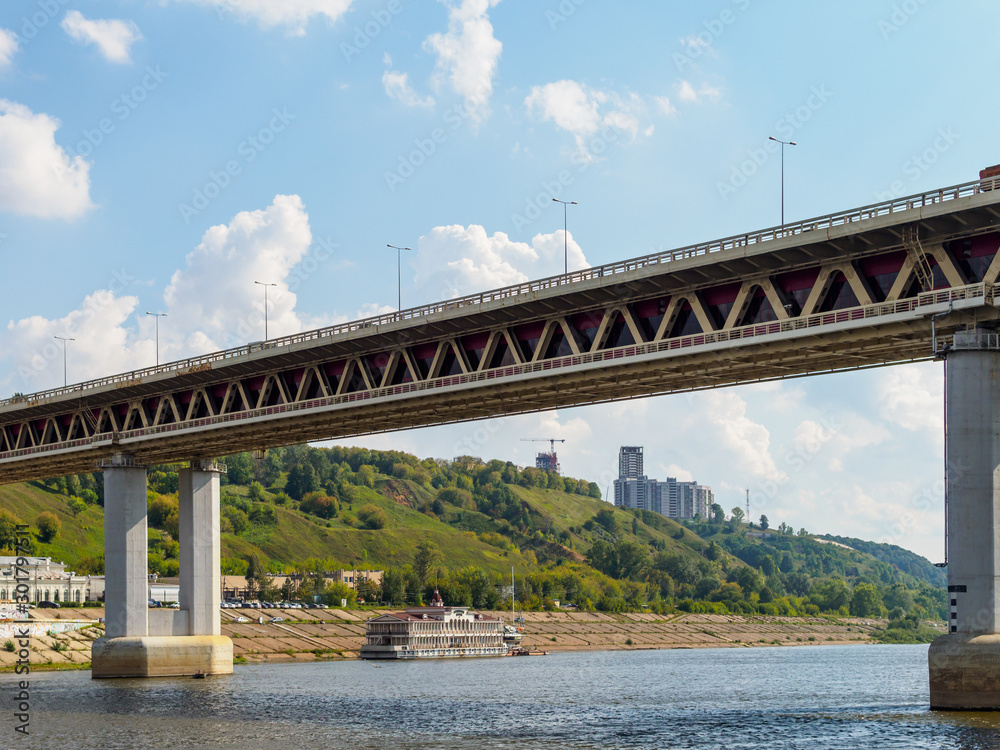 Summer view of metrobridge in Nizhny Novgorod.