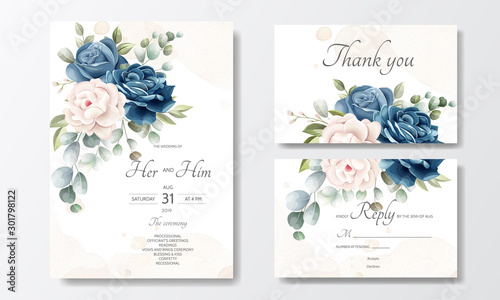 beautiful floral wreath wedding invitation card template