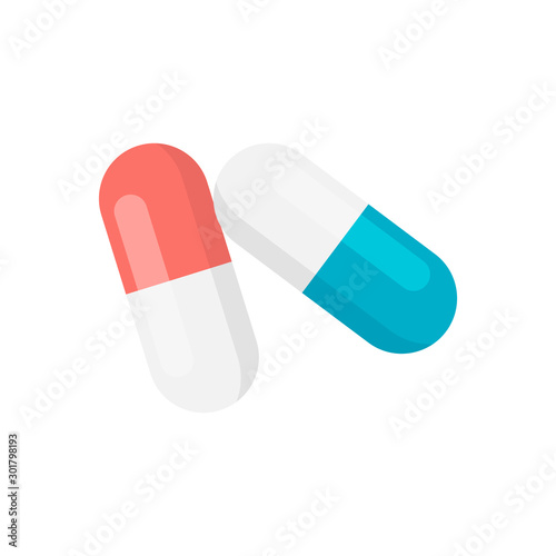 Pills flat icon isolated on white background. Vector illustration.
