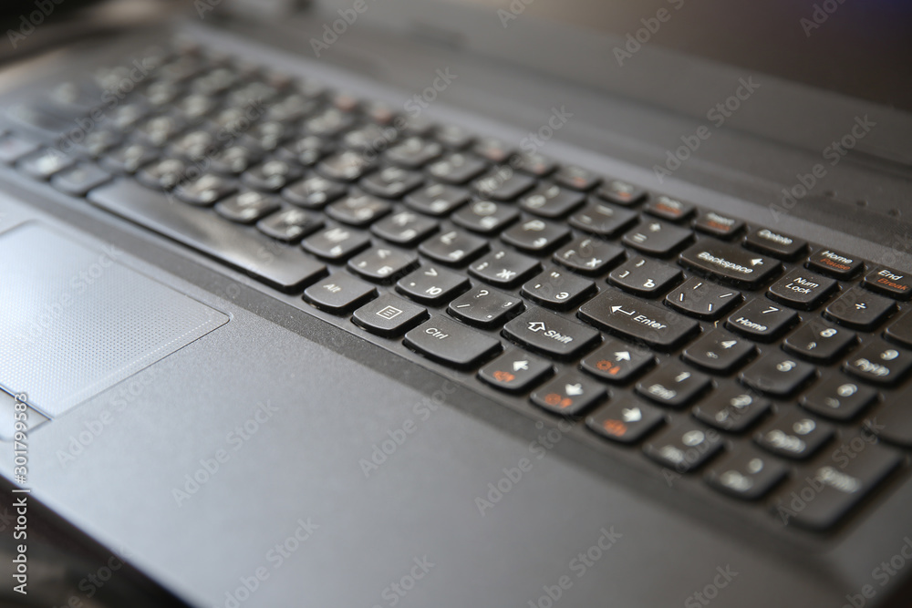 Computer keyboard in the office.