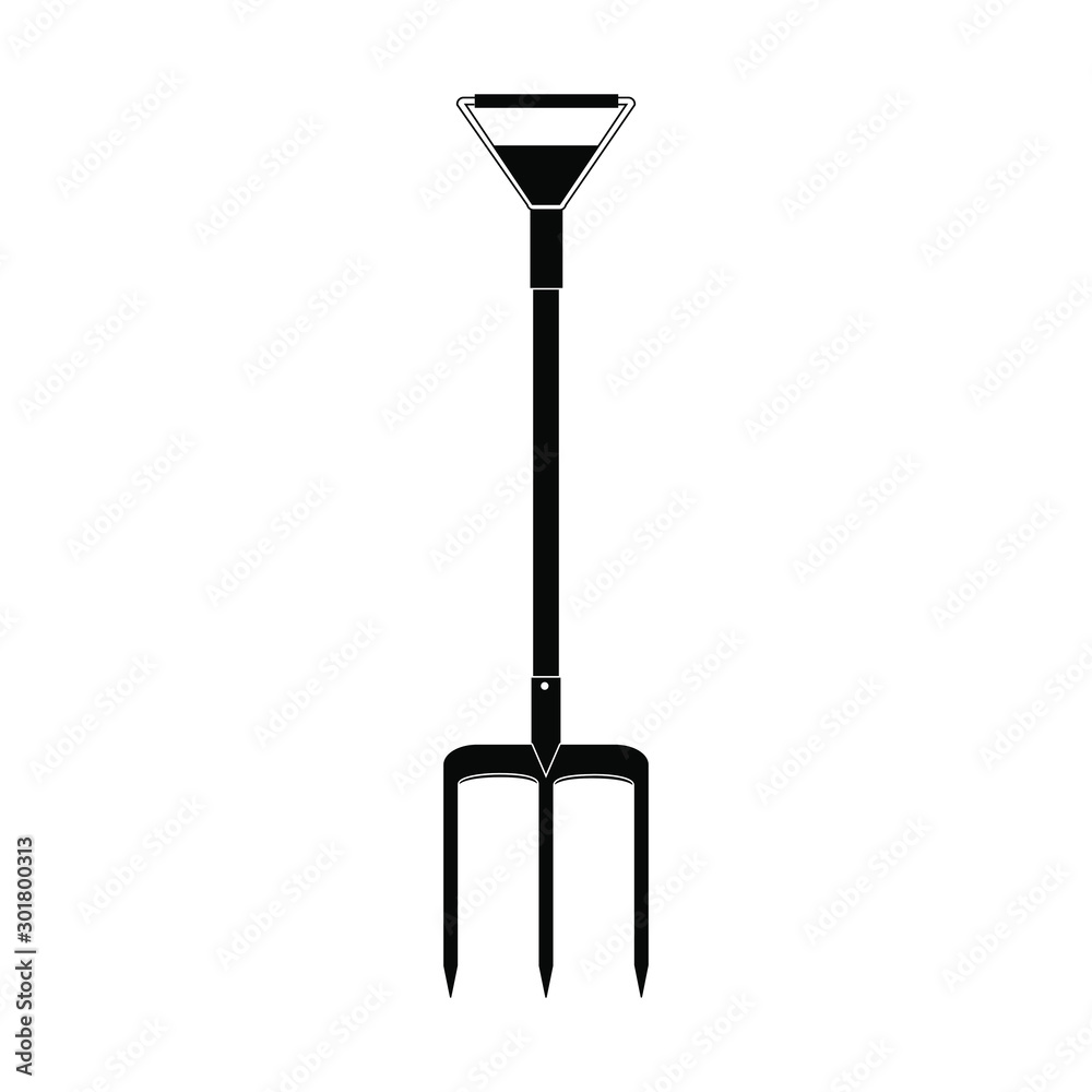 Black silhouette of fork figures on a white background isolated. Agricultural work, landscape design. Gardening Tools. Rural life vector illustration. Black silhouette of fork figures on a white background isolated. Agricultural work, landscape design. Gardening Tools. Rural life vector illustration.