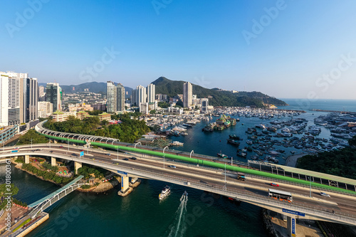 Aerial view of Aberdeen Typhoon Shelters and Ap Lei Chau, Hong Kong