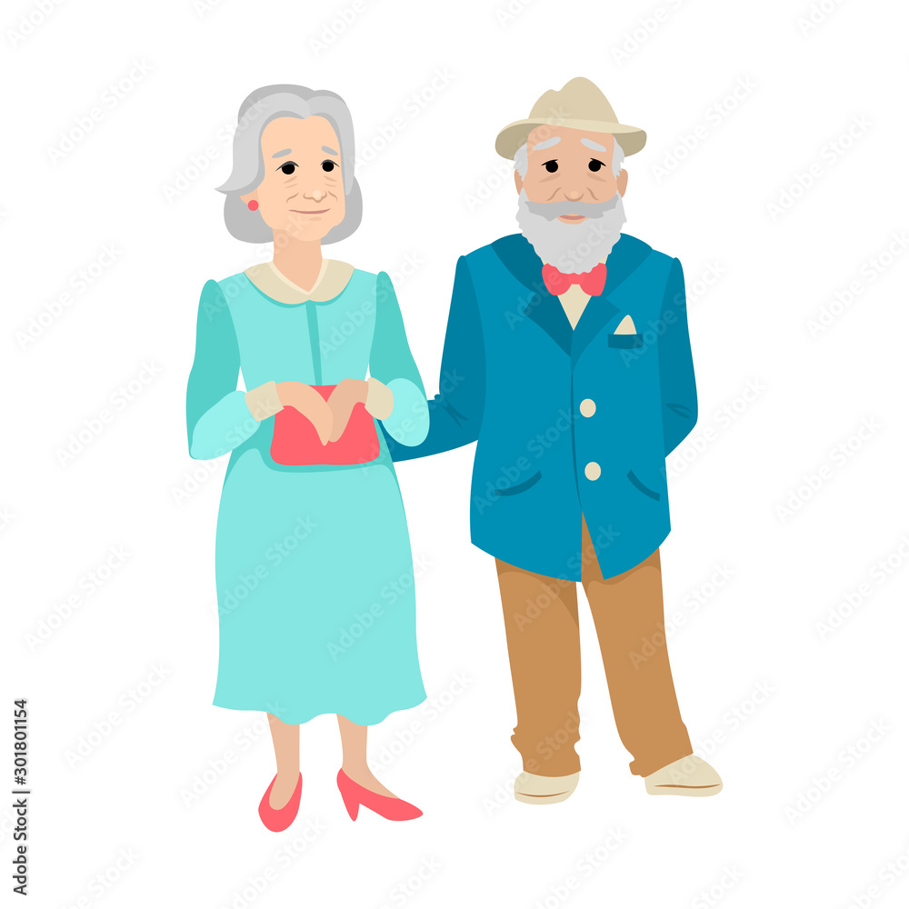 A married couple of old grandparents. Vector characters A married couple of old grandparents. Vector characters