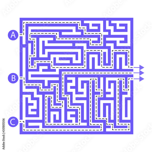 Labyrinth shape design element. Three entrance, one exit and one right way to go, but many paths to deadlock.
