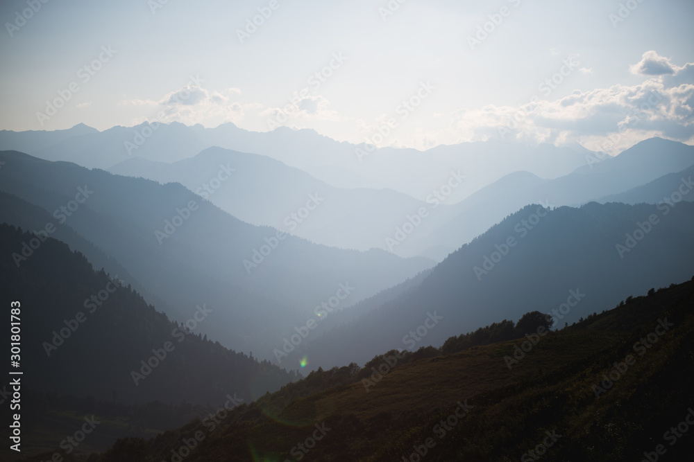 panoramic view of mountains in summer