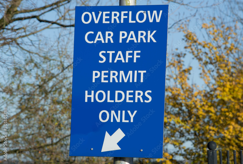 Overflow car park sign