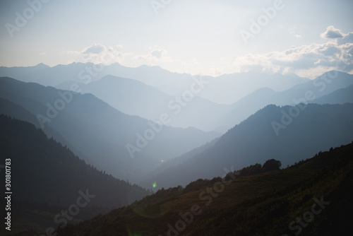 panoramic view of mountains in summer