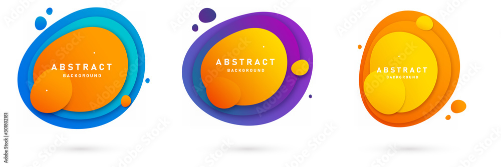 Set of three round colorful vector shapes with gradient colors and trendy design.Template. isolated. Abstract vector banners. Design elements. illustration - obrazy, fototapety, plakaty 