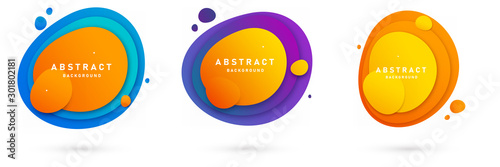 Set of three round colorful vector shapes with gradient colors and trendy design.Template. isolated. Abstract vector banners. Design elements. illustration