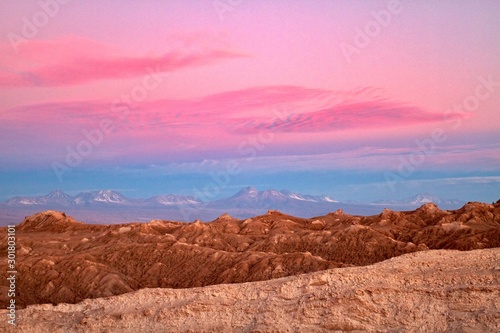 sunset in Moon Valley, Atacama desert, Chile