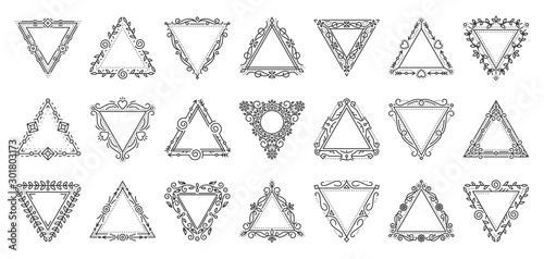 text frame monogram triangle art banner vector set