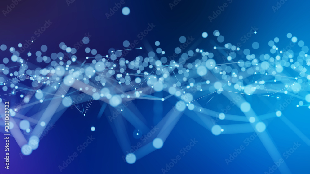 Abstract connection blue background network 3D rendering - obrazy, fototapety, plakaty 