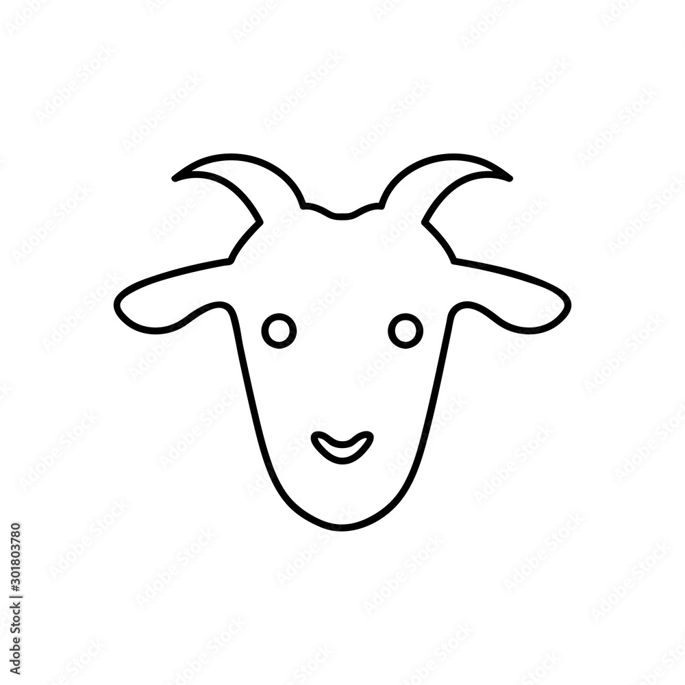 Goat head line icon, outline vector sign, linear pictogram isolated on white. Symbol, logo illustration Goat head line icon, outline vector sign, linear pictogram isolated on white. Symbol, logo illustration