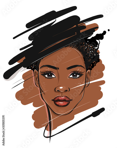 Black African American Woman Portrait Sketch