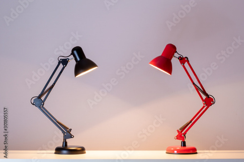 Red and black table lamp