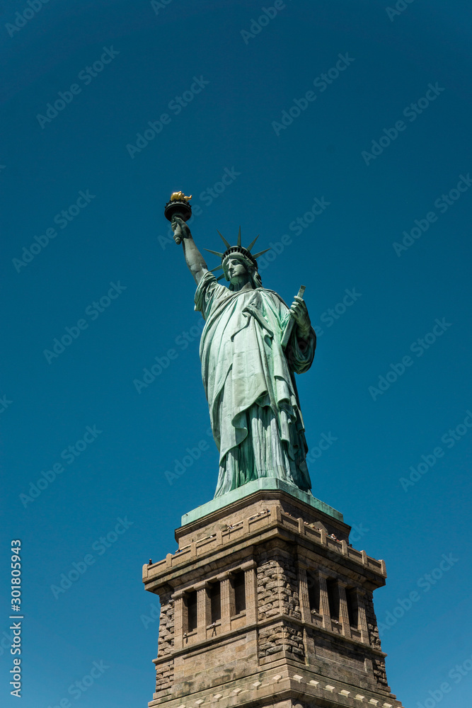 Statue of Liberty, beautify lit on a sunny day