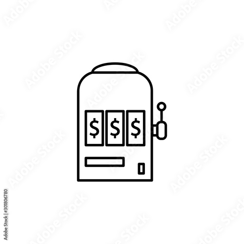 Slot machine line icon for web, mobile and infographics. Isolated on white background, graphic design vector symbols.