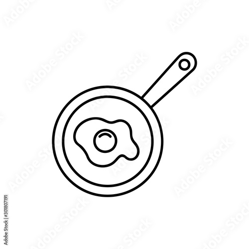 Line icon- fried egg in a frying pan. graphic design vector symbols.
