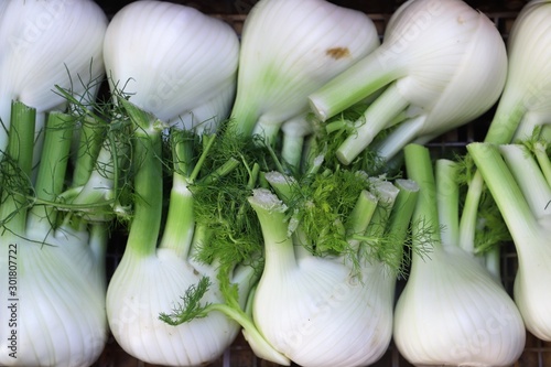 fennel on display on a market counter