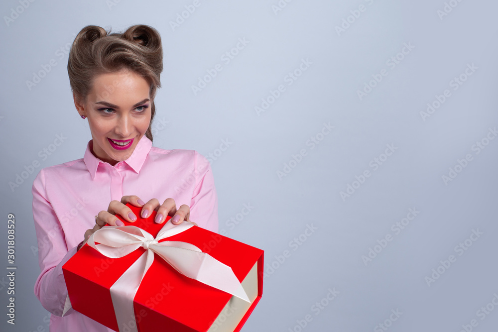 Woman taking big gift Woman taking big gift