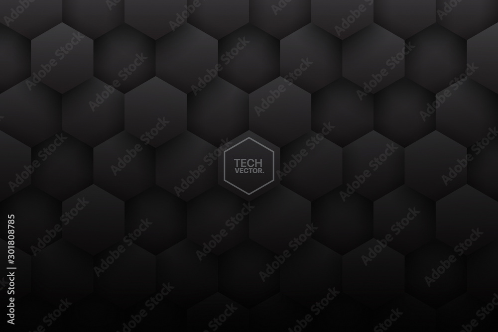 Dark 3D Vector Hexagons Abstract Background. Science Technology Three Dimensional Hexagonal Blocks Structure Conceptual Darkness Wallpaper. Tech Clear Blank Subtle Textured Backdrop Dark 3D Vector Hexagons Abstract Background. Science Technology Three Dimensional Hexagonal Blocks Structure Conceptual Darkness Wallpaper. Tech Clear Blank Subtle Textured Backdrop