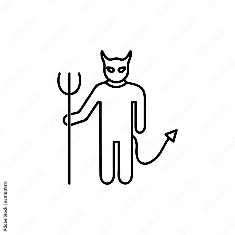Devil Icon. outline vector sign, linear pictogram isolated on white. Symbol, logo illustration Devil Icon. outline vector sign, linear pictogram isolated on white. Symbol, logo illustration