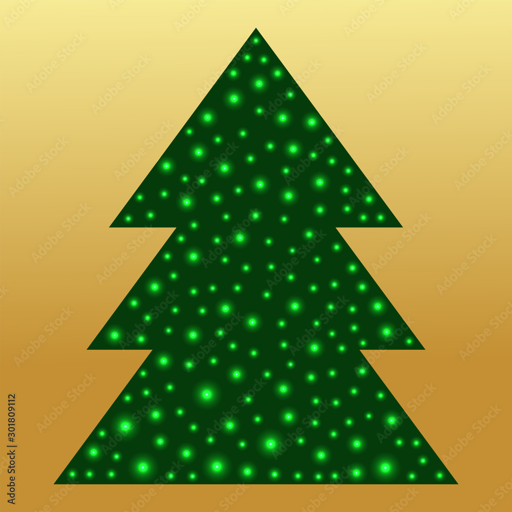 Christmas tree with lights. Template of a Christmas tree, element for design, vector Christmas tree with lights. Template of a Christmas tree, element for design, vector