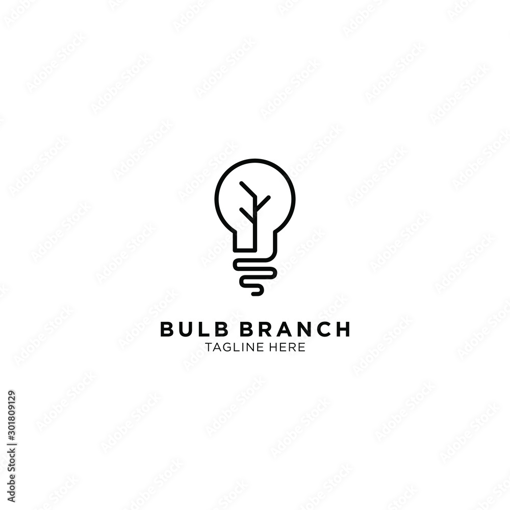creative bulb / lamp with branch natural logo template creative bulb / lamp with branch natural logo template