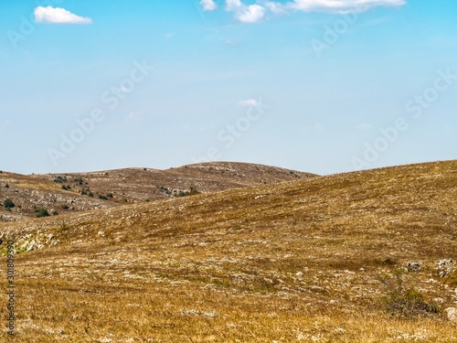 Fotografie Mountain pasture in autumn sunny day.