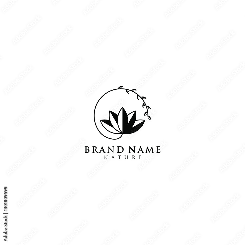 cannabis / botanical with circle leaf logo template cannabis / botanical with circle leaf logo template