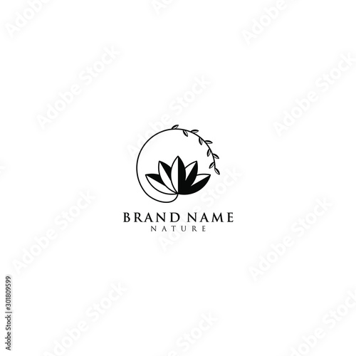 cannabis / botanical with circle leaf logo template