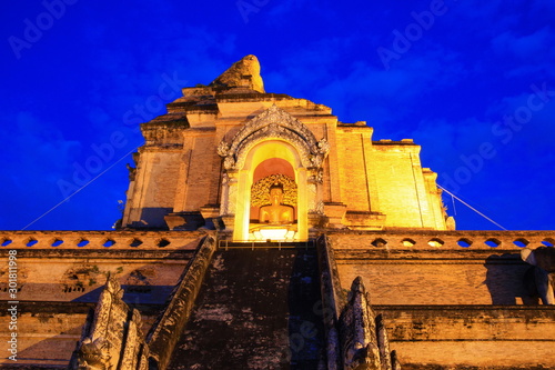 Old church at sunset and blue sky Located in Chiang Mai  Thailand