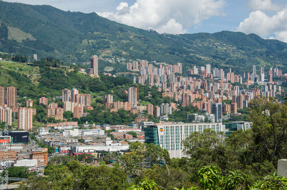 Urban panoramic, cityscape of Medellin