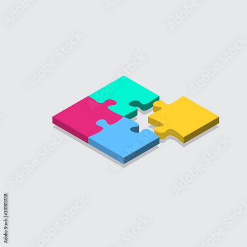 isometric jigsaw puzzle grid background. tile vector illustration