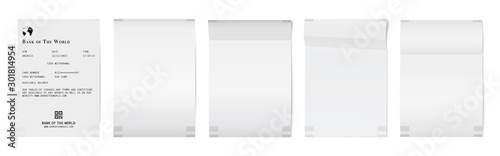 Mockup of a white paper receipt from a supermarket. Shop check template