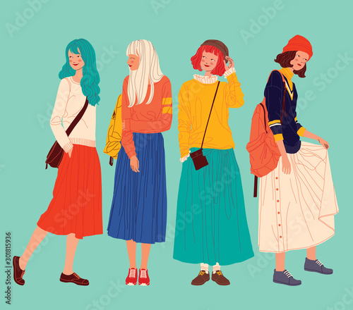 Diverse women faces background, women different style