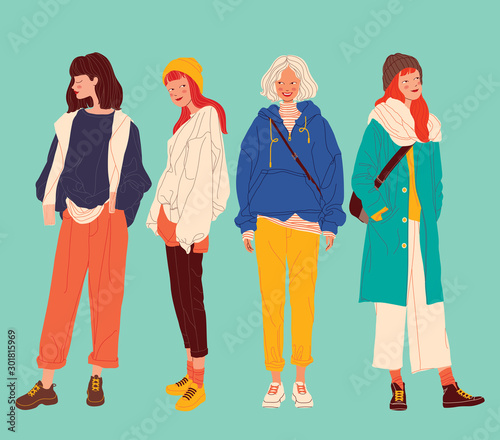 Diverse women faces background, women different style