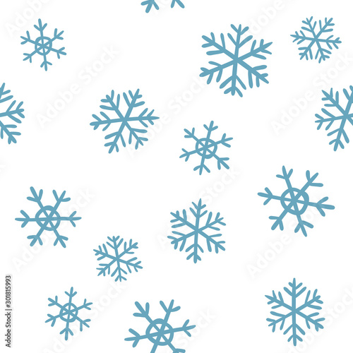 Snowflakes seamless patter. Christmas and winter snow texture background.